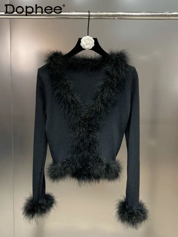 2022 Autumn New Arrivals Long Sleeve Faux Fur V Neck Sexy Slim Black Knitting Cardigans Women Sweater
2022 Autumn New Arrivals Long Sleeve Faux Fur V Neck Sexy Slim Black Knitting Cardigans Women Sweater