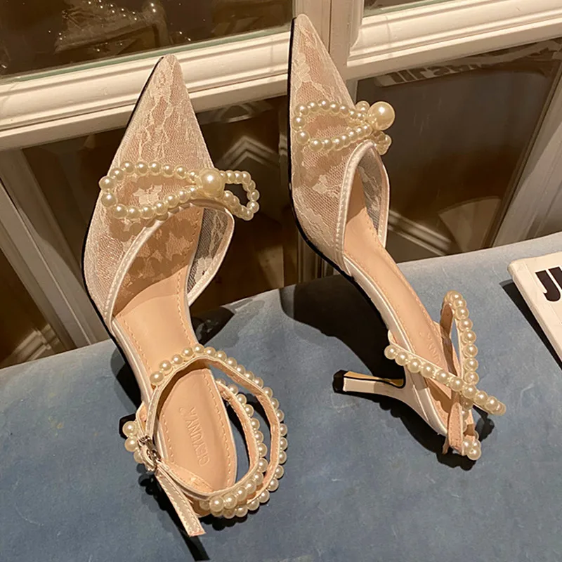 New Sexy Women Beige Lace Hollow Mesh Sandals Slingback Pumps Female Stiletto High Heels Ankle Strappy Cross-tied Dress Shoes
New Sexy Women Beige Lace Hollow Mesh Sandals Slingback Pumps Female Stiletto High Heels Ankle Strappy Cross-tied Dress Shoes