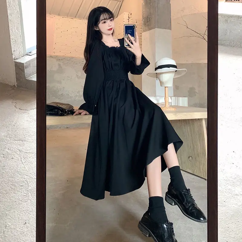 Black Elegant Dress Women Vintage Long Sleeve Spring Autumn Dresses Square Collar Oversize Loose Casual Robe Streetwear
Black Elegant Dress Women Vintage Long Sleeve Spring Autumn Dresses Square Collar Oversize Loose Casual Robe Streetwear
