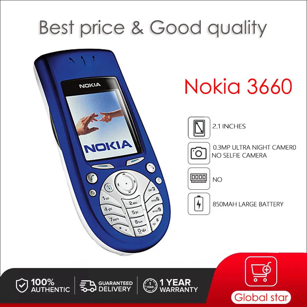 Оригинальный мобильный телефон Nokia 3660 с одной SIM-картой, 2,1 дюйма, 850 мАч, бесплатная доставка
Оригинальный мобильный телефон Nokia 3660 с одной SIM-картой, 2,1 дюйма, 850 мАч, бесплатная доставка
