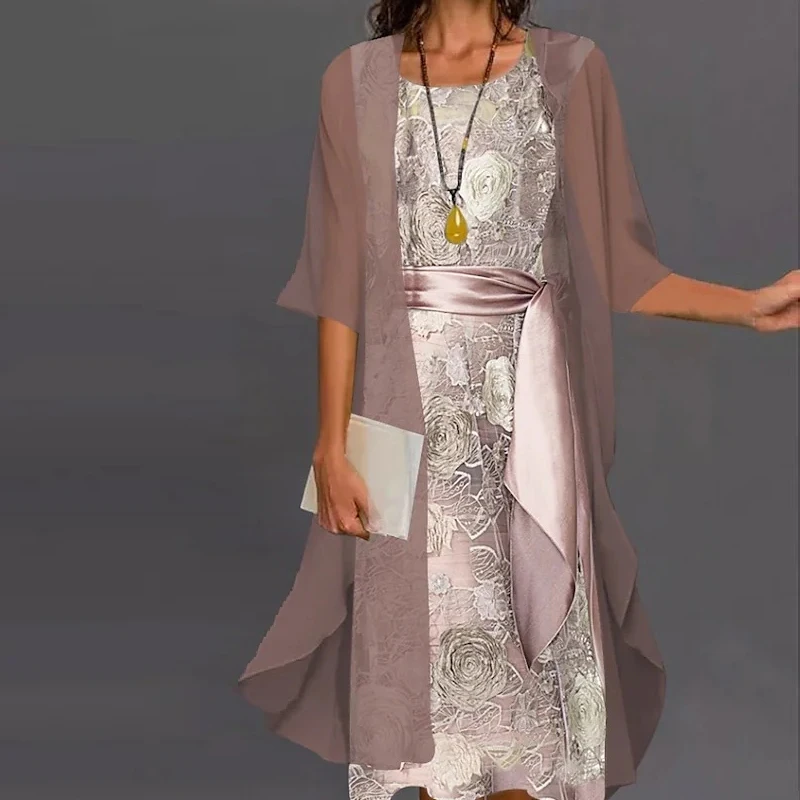 Summer Dresses Women Chiffon Solid Ponchos Robe 2 Pcs Set Fashion Elegant Evening Party Guest Capes Belt Dress Vesitdos Mujer
Summer Dresses Women Chiffon Solid Ponchos Robe 2 Pcs Set Fashion Elegant Evening Party Guest Capes Belt Dress Vesitdos Mujer