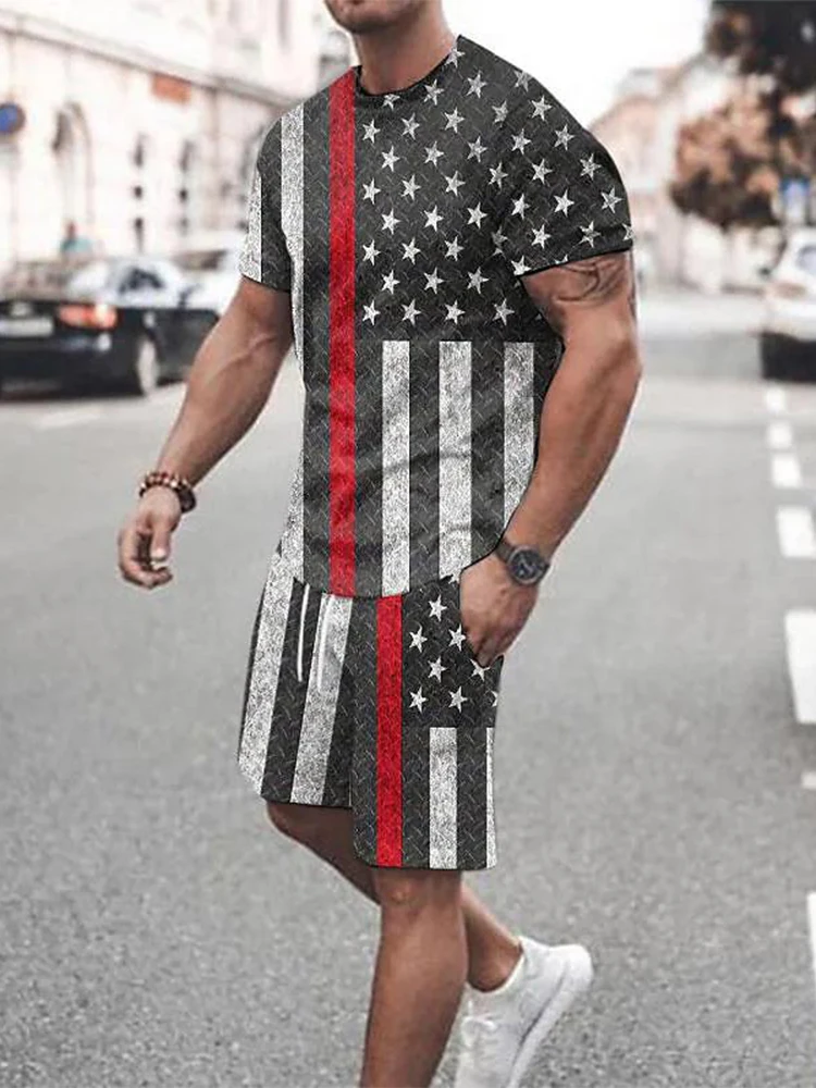 Short Sleeve O-Neck T-shirts And Drawstring Shorts Suits Mens Sportswear Casual Mens Outfits Fashion Printed Slim Two Piece Sets
Short Sleeve O-Neck T-shirts And Drawstring Shorts Suits Mens Sportswear Casual Mens Outfits Fashion Printed Slim Two Piece Sets