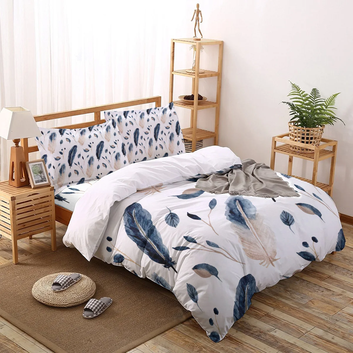 Watercolor Blue Feather Bedding Set Winter Bed Linen Bed Sheet Pillowcase King Queen Size Duvet Cover for Bedroom
Watercolor Blue Feather Bedding Set Winter Bed Linen Bed Sheet Pillowcase King Queen Size Duvet Cover for Bedroom