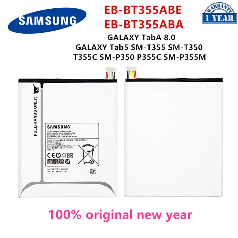 SAMSUNG Orginal Tablet EB-BT355ABE EB-BT355ABA Battery For Samsung Galaxy TabA 8.0 Galaxy Tab5 SM-T355/C T350 P350 P355C/M T357W 
SAMSUNG Orginal Tablet EB-BT355ABE EB-BT355ABA Battery For Samsung Galaxy TabA 8.0 Galaxy Tab5 SM-T355/C T350 P350 P355C/M T357W