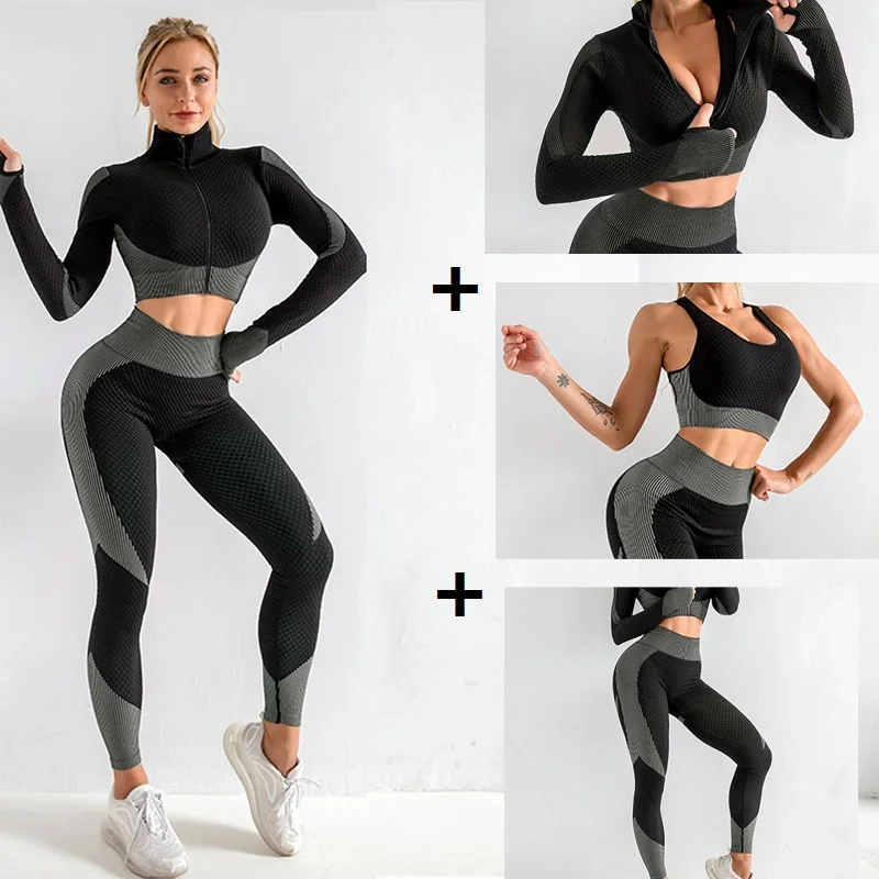 3 Pieces Seamless Sport Set Women Running Gym Clothing Tracksuit Yoga Sets Leggings High Support Bra Crop Top Workout Clothes
3 Pieces Seamless Sport Set Women Running Gym Clothing Tracksuit Yoga Sets Leggings High Support Bra Crop Top Workout Clothes
