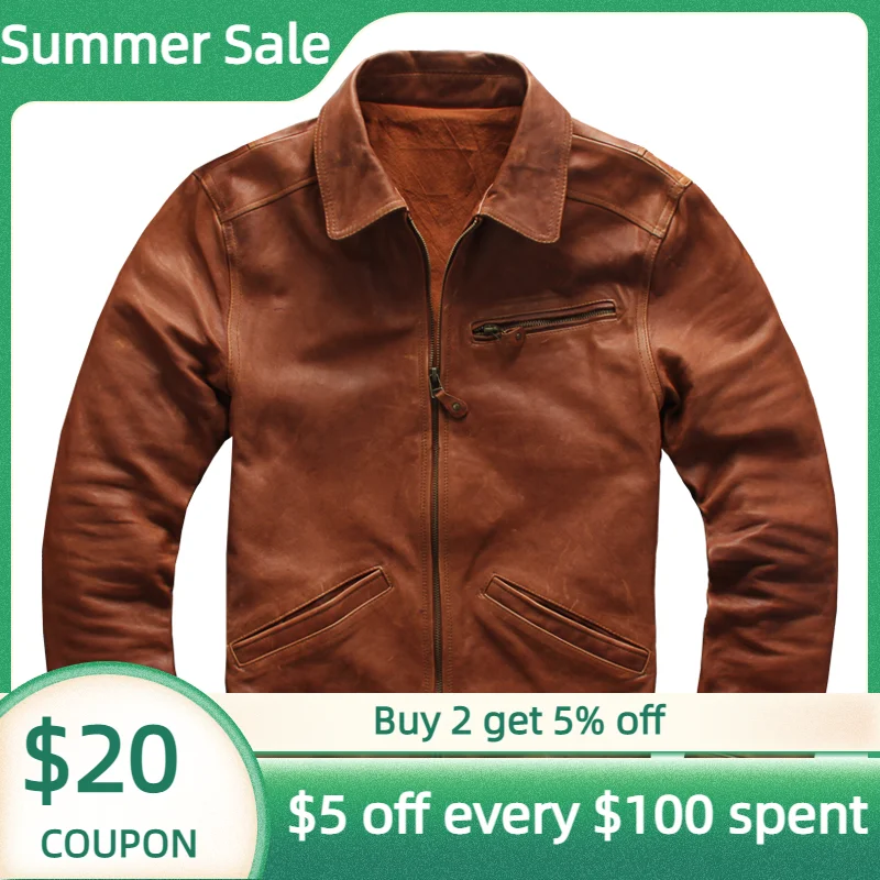 2022 Light Brown American Casual Style Genuine Leather Jacket Men Plus Size 4XL Real Natural Sheepskin Autumn Slim Fit Coat
2022 Light Brown American Casual Style Genuine Leather Jacket Men Plus Size 4XL Real Natural Sheepskin Autumn Slim Fit Coat