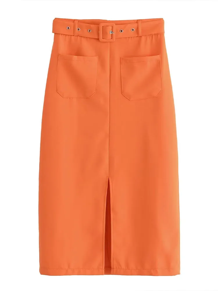 PB&ZA2022 fall and winter new women's fashion high waist with belt open pocket decorated Slim half-body skirt
PB&ZA2022 fall and winter new women's fashion high waist with belt open pocket decorated Slim half-body skirt