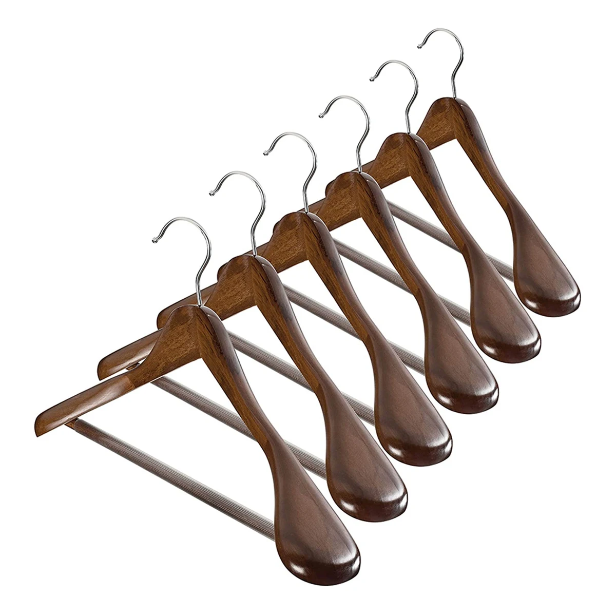 Wide Shoulder Wooden Hangers 6 Pack with Non Slip Pants Bar - Smooth Finish Solid Wood Suit Hanger Coat Hanger
Wide Shoulder Wooden Hangers 6 Pack with Non Slip Pants Bar - Smooth Finish Solid Wood Suit Hanger Coat Hanger