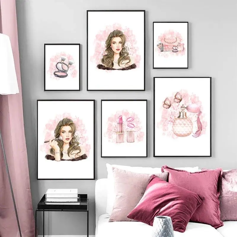 Modern Canvas Painting Fashion Pink Bag Lipstick Perfume Makeup Girl Wall Pictures Nordic Poster and Print Girl Room Home Decor
Modern Canvas Painting Fashion Pink Bag Lipstick Perfume Makeup Girl Wall Pictures Nordic Poster and Print Girl Room Home Decor