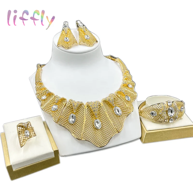 Liffly Exaggerated Women Big Necklace Earrings Jewelry Party Bracelets Ring Fashion Sets Holiday Gifts Personality Accessories
Liffly Exaggerated Women Big Necklace Earrings Jewelry Party Bracelets Ring Fashion Sets Holiday Gifts Personality Accessories