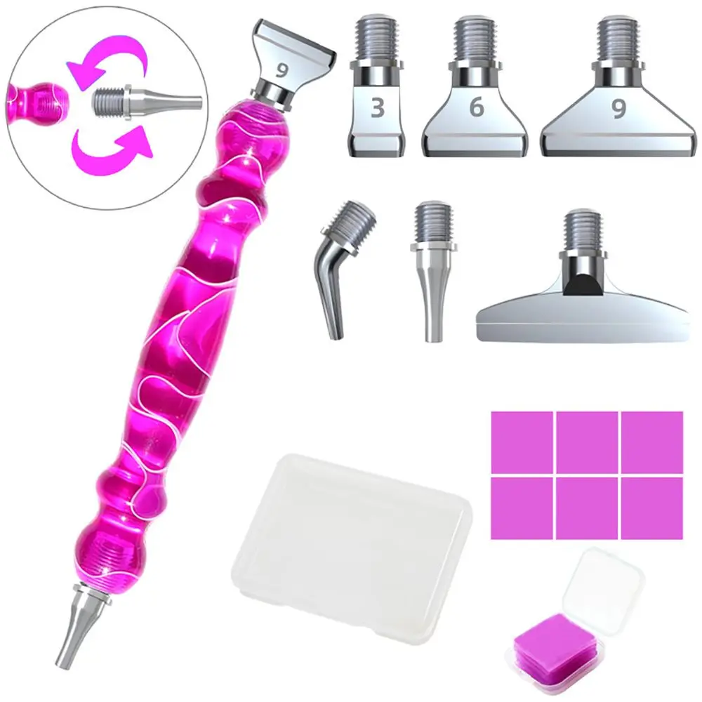 Набор для алмазной вышивки, дизайнерская металлическая ручка с несколькими сменными насадками для алмазной вышивки