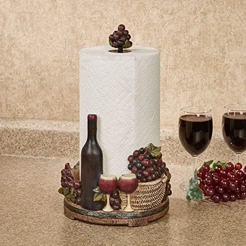 

Picnic Paper Towel Holder - Resin - Purple, Green, Brown - Tuscan Style Decor - Grape Design - Themed Paper Towels Holders for K