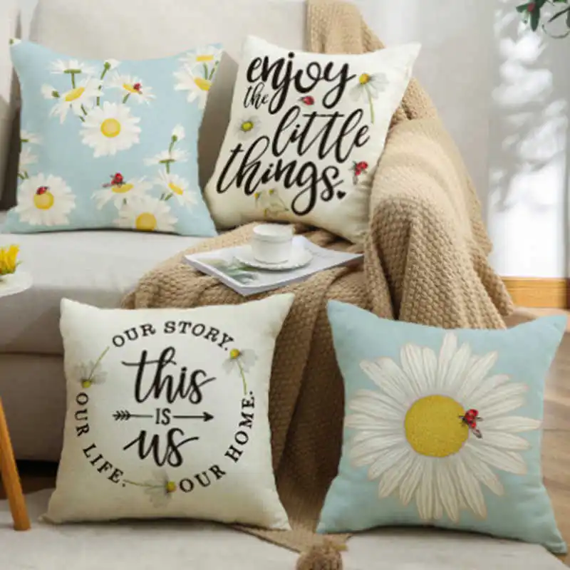 Daisy Throw Pillow Cover Floral Printed Pillowcase Linen Pillowcase Home Cushion Cover For Bedroom Living Room Sofa
Daisy Throw Pillow Cover Floral Printed Pillowcase Linen Pillowcase Home Cushion Cover For Bedroom Living Room Sofa