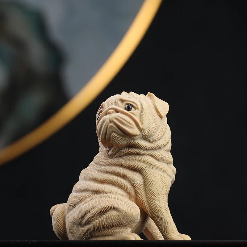 Boxwood 6cm Pug Dog Sculpture Wood Carving Puppy Animal Statue Lucky Dog Figurine Home Decor Living Room Decoration Accessories
Boxwood 6cm Pug Dog Sculpture Wood Carving Puppy Animal Statue Lucky Dog Figurine Home Decor Living Room Decoration Accessories