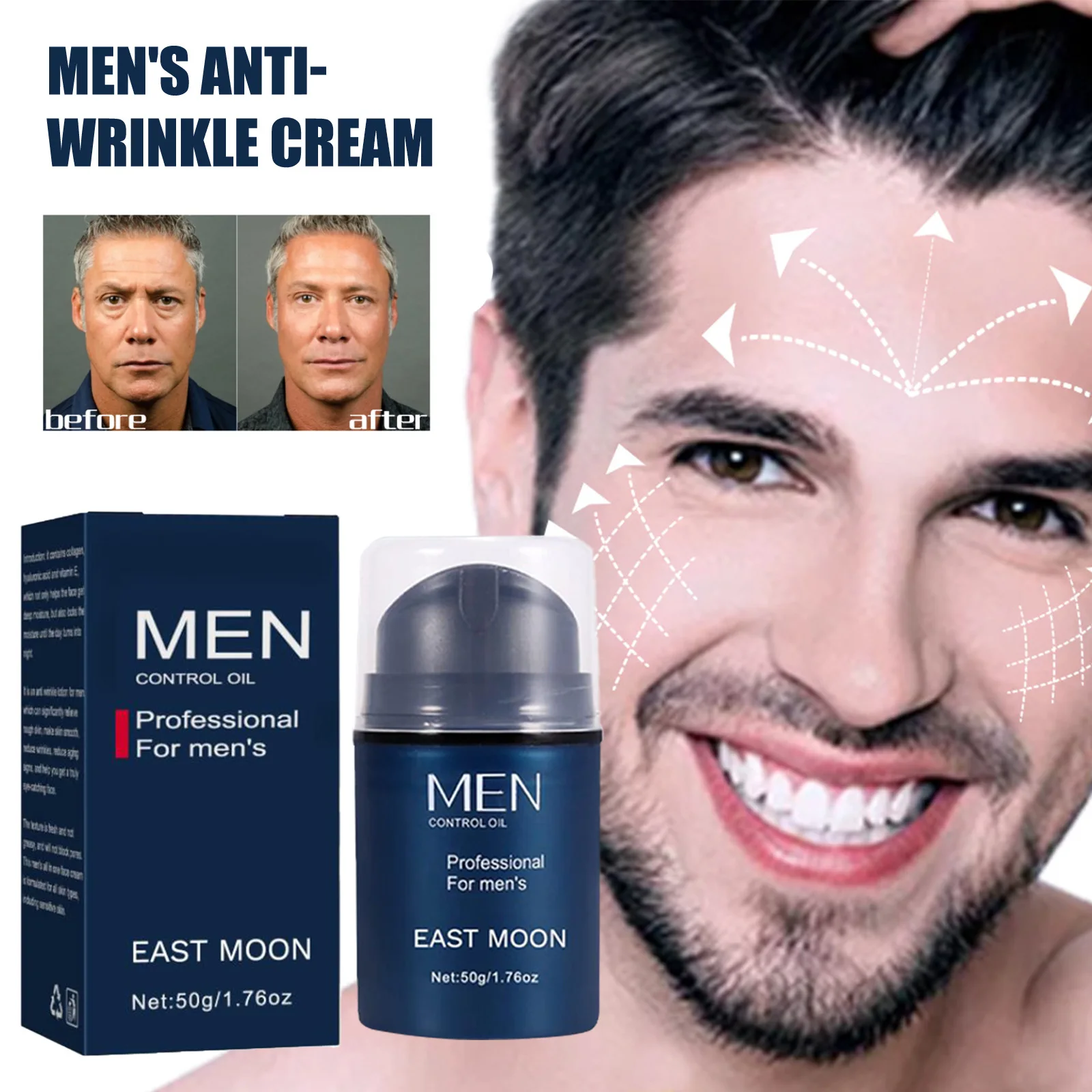 

50g Men's Anti-Wrinkle Cream, Firming Skin, Anti-Wrinkle, Brightening, Skin Tone, Hydrating, Revitalizing, Rejuvenating Cream