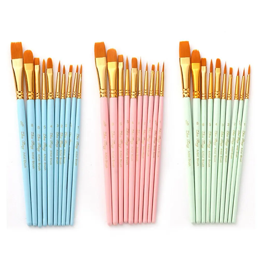 10 Pack Paint Brushes Set Wooden Handle for Art Acrylic Gouache Oil Watercolor Artist Canvas Synthetic Nylon Tips
10 Pack Paint Brushes Set Wooden Handle for Art Acrylic Gouache Oil Watercolor Artist Canvas Synthetic Nylon Tips