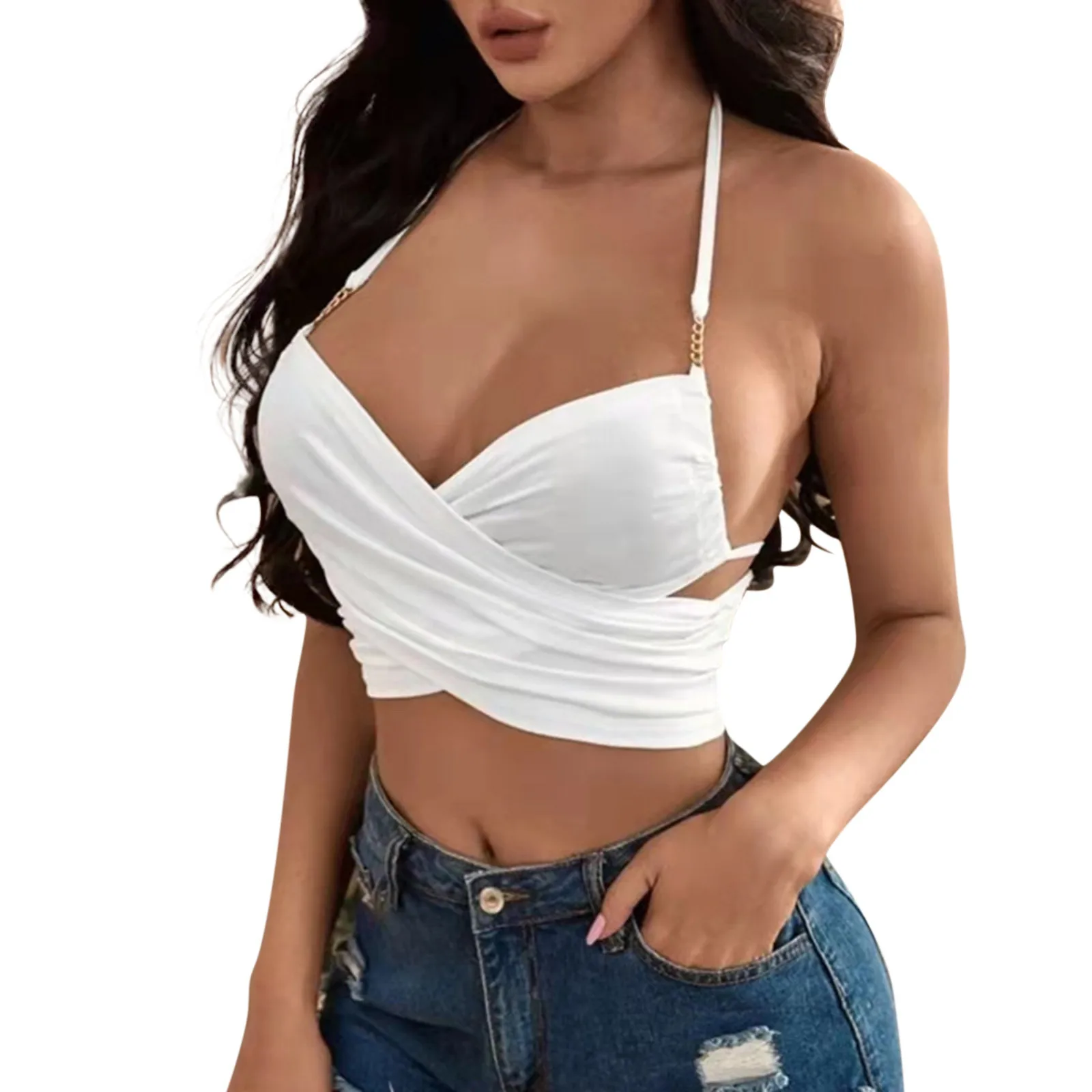 Halter Top bandage tank tops Women Backless Off Shoulder V Neck girl Sleeveless Shirt Top blusas Solid cotton tank tops
Halter Top bandage tank tops Women Backless Off Shoulder V Neck girl Sleeveless Shirt Top blusas Solid cotton tank tops