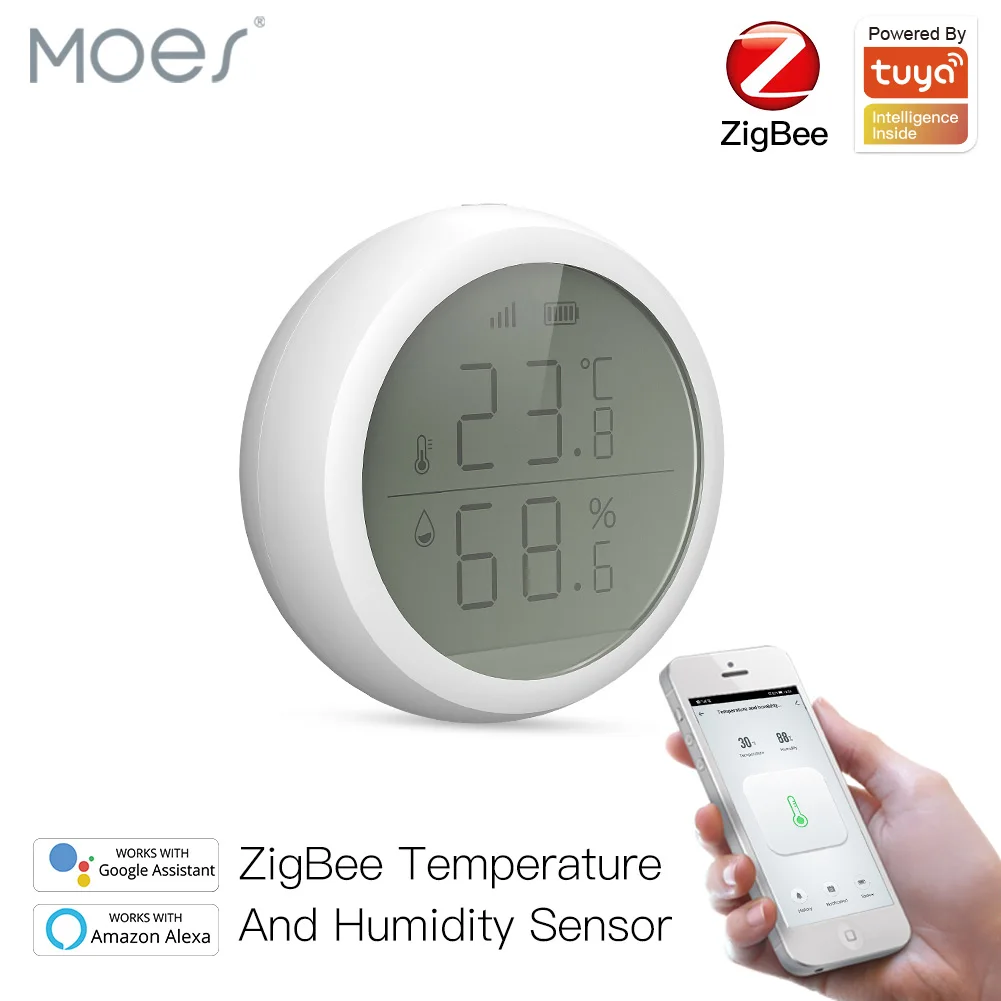 Tuya Smart ZigBee Smart Temperature And Humidity Sensor With LCD Display Battery Powered With Smart Life App Alexa Google Home 
Tuya Smart ZigBee Smart Temperature And Humidity Sensor With LCD Display Battery Powered With Smart Life App Alexa Google Home