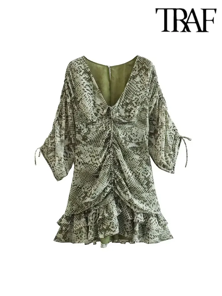 TRAF Women Print Pleated Mini Dresses Summer Elegant Deep V-neck Draw String Dress 2023 Fashion Party Dresses
TRAF Women Print Pleated Mini Dresses Summer Elegant Deep V-neck Draw String Dress 2023 Fashion Party Dresses