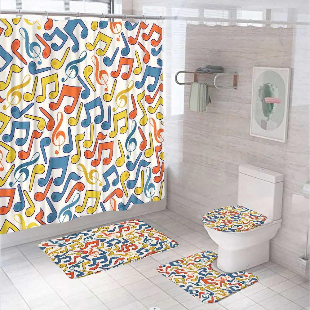 Music Shower Curtain Set Colorful Musical Notes Festival Singing Fashion Bathroom Screen Non-Slip Bath Mat Rug Toilet Lid Cover
Music Shower Curtain Set Colorful Musical Notes Festival Singing Fashion Bathroom Screen Non-Slip Bath Mat Rug Toilet Lid Cover