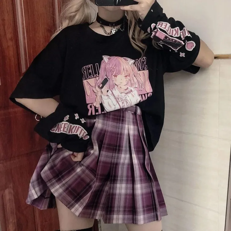 Harajuku Kawaii Cartoon Girl Jk T-shirts Summer Loose Bottoming Tops Women Y2k Grunge Fake Two Piece Short Sleeve Tees
Harajuku Kawaii Cartoon Girl Jk T-shirts Summer Loose Bottoming Tops Women Y2k Grunge Fake Two Piece Short Sleeve Tees