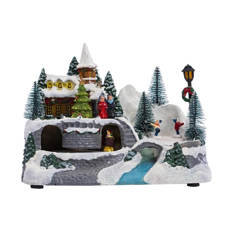 

Рождественская фигурка снежного домика со светильник кой, светящаяся музыкальная вращающаяся для дома, спальни, детской комнаты, украшение