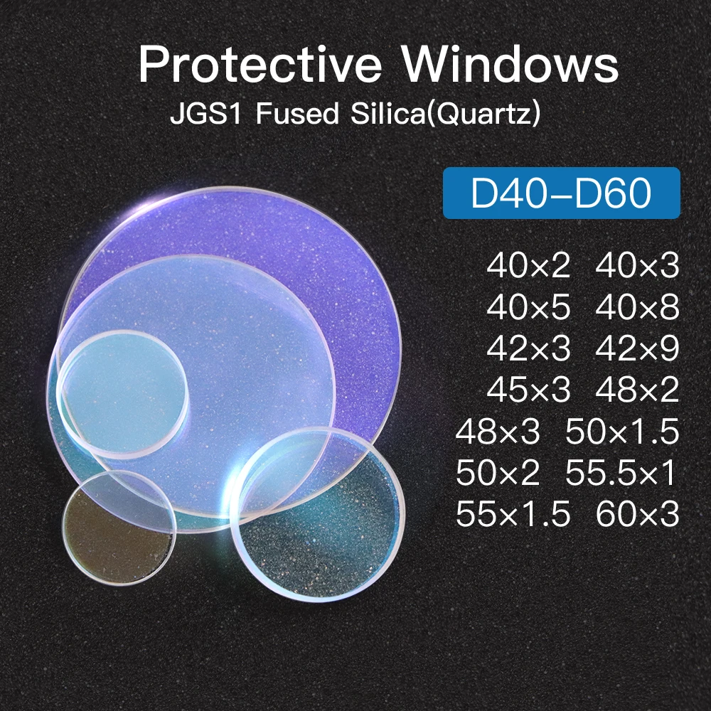 FONLAND 10PCS Laser Protective Windows D40 - D60 Series Quartz Fused Silica for Fiber Cutting Welding Machine 1064nm
FONLAND 10PCS Laser Protective Windows D40 - D60 Series Quartz Fused Silica for Fiber Cutting Welding Machine 1064nm