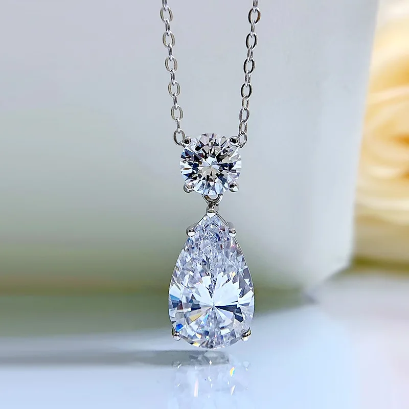 S925 Sterling Silver Pear Cut Lab Sapphire High Carbon Diamonds Wedding Pendant Necklace Fine Jewelry
S925 Sterling Silver Pear Cut Lab Sapphire High Carbon Diamonds Wedding Pendant Necklace Fine Jewelry