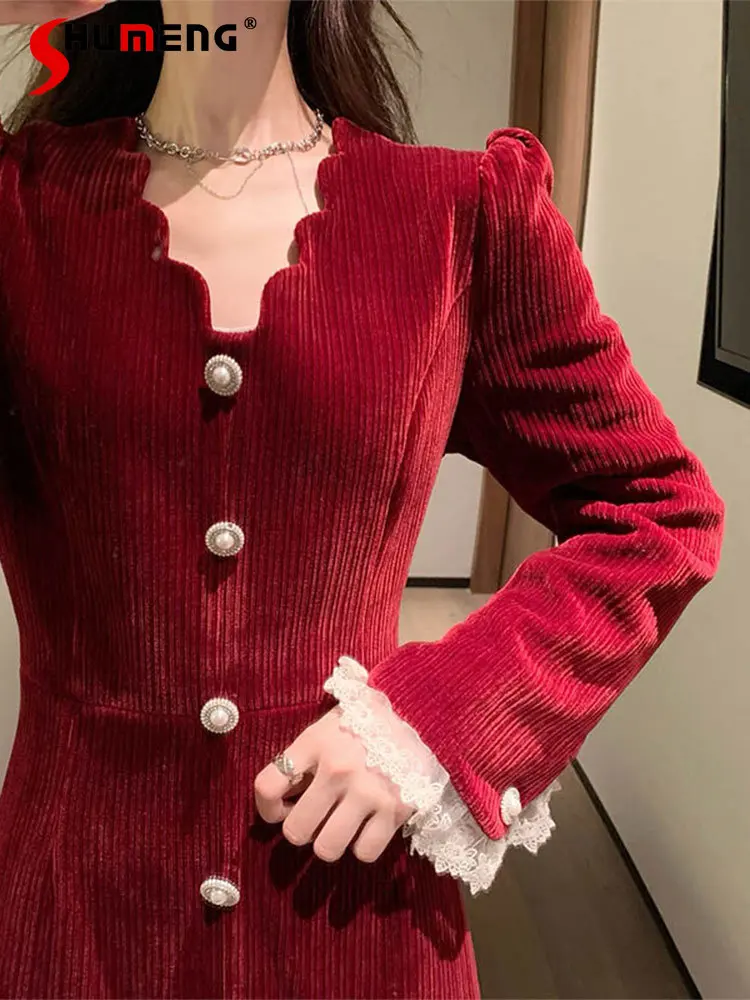 Elegance Red Christmas Dresses for Women 2022 Autumn and Winter Clothing Woman's High Waisted Long Sleeve V-neck Long Dress
Elegance Red Christmas Dresses for Women 2022 Autumn and Winter Clothing Woman's High Waisted Long Sleeve V-neck Long Dress