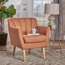Mid-Century Modern Fabric Club Chair, Orange / Natural Wooden chair Desk chair Stool chair Chair pink Metal chair Plywood chair