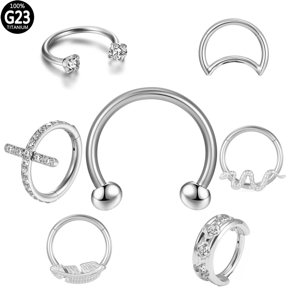 Septum Piercings Clicker Tragus G23 Nose Rings Helix Cartilage Earrings Hinge Segment Titanium Zircon Hoop Body Jewelry Women
Septum Piercings Clicker Tragus G23 Nose Rings Helix Cartilage Earrings Hinge Segment Titanium Zircon Hoop Body Jewelry Women