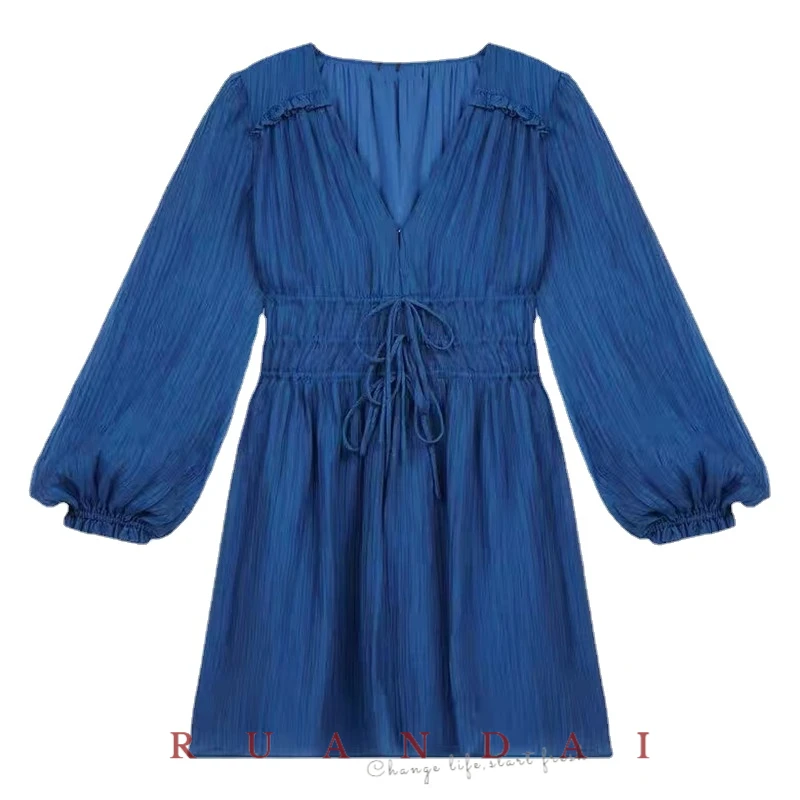 Solid Color Bubble Short-sleeved A-line Dress for RUANDAI 2022 Summer New Women French Simple Set Head V-neck Waist Tie Dress
Solid Color Bubble Short-sleeved A-line Dress for RUANDAI 2022 Summer New Women French Simple Set Head V-neck Waist Tie Dress