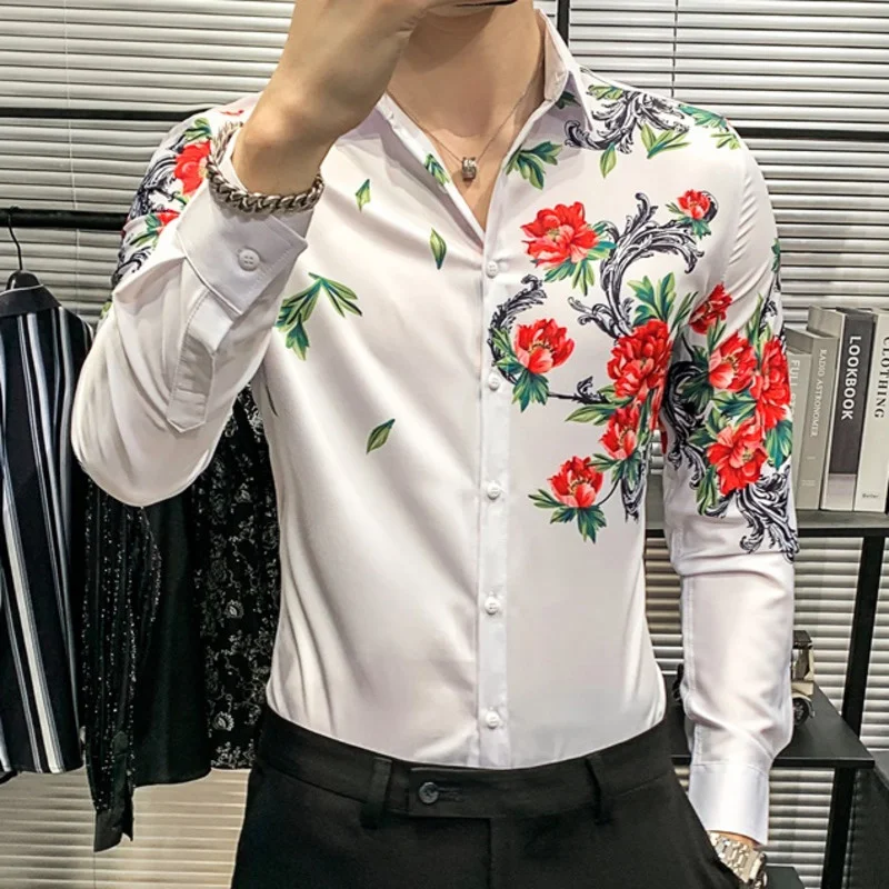 Luxury Dress Shirt Camisa Masculina High Quality Flower Print Men Shirts Long Sleeve Slim Fit Floral Shirts Social Party Spring
Luxury Dress Shirt Camisa Masculina High Quality Flower Print Men Shirts Long Sleeve Slim Fit Floral Shirts Social Party Spring