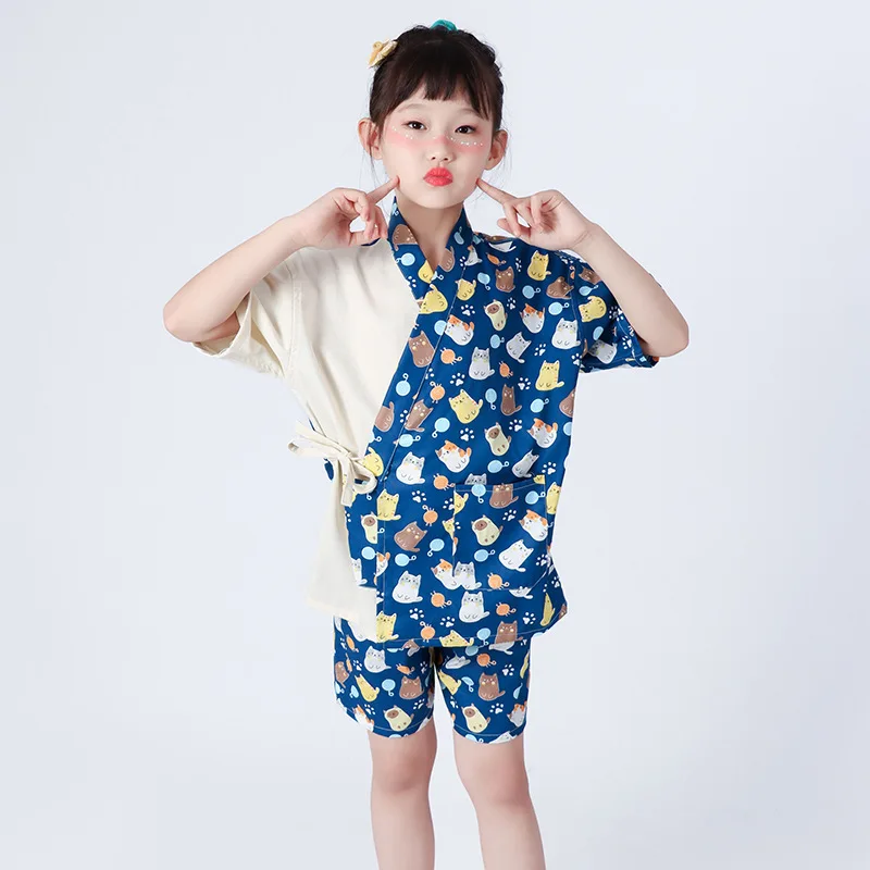 Children Japan Style Kimono Pajamas Sets Cotton Short Sleeve Sleep Lounge Sleepwear Two-piece Yukata Sweat Steaming Suit
Children Japan Style Kimono Pajamas Sets Cotton Short Sleeve Sleep Lounge Sleepwear Two-piece Yukata Sweat Steaming Suit
