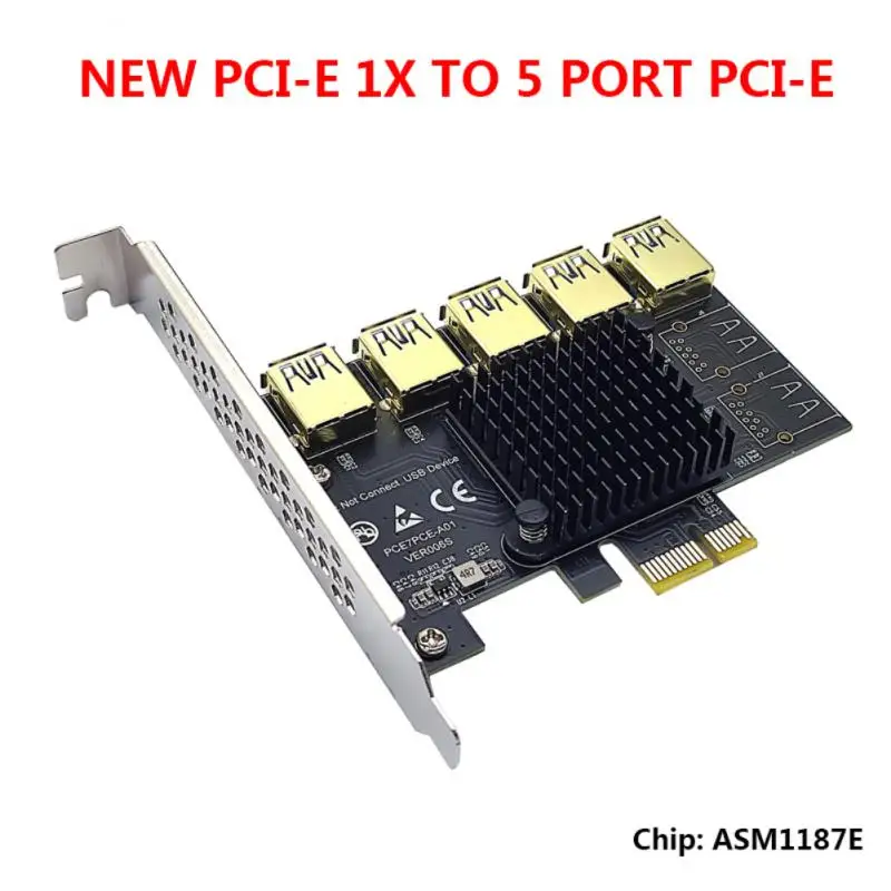 

Gold PCIE PCI-E Riser Card 1 To 4 USB 3.0 Multiplier Hub XI Express 1X 16X Adapter For Bitcoin ETH Mining Miner