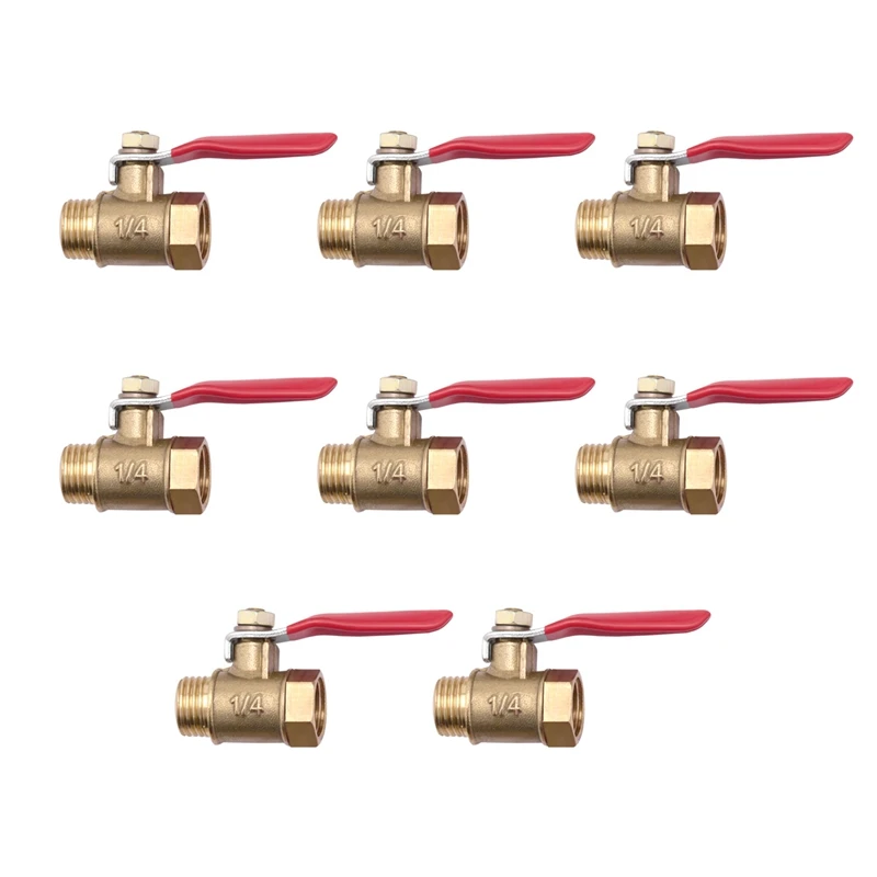 8PCS 1/4 Inch Heavy Duty Brass Ball Valve Shut Off Switch Male And Female NPT Thread Pipe Fitting
8PCS 1/4 Inch Heavy Duty Brass Ball Valve Shut Off Switch Male And Female NPT Thread Pipe Fitting