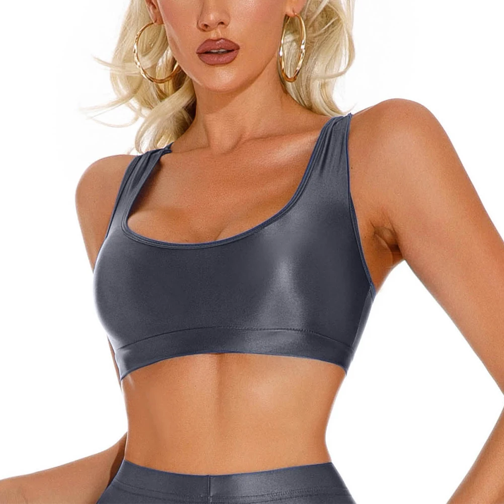 Women Sexy Oil Shiny Glossy Crop Tops Vest Seamless Smooth Yoga T-Shirts Gym Fitness Sports Bra U Neck Tank Tops Underwear
Women Sexy Oil Shiny Glossy Crop Tops Vest Seamless Smooth Yoga T-Shirts Gym Fitness Sports Bra U Neck Tank Tops Underwear