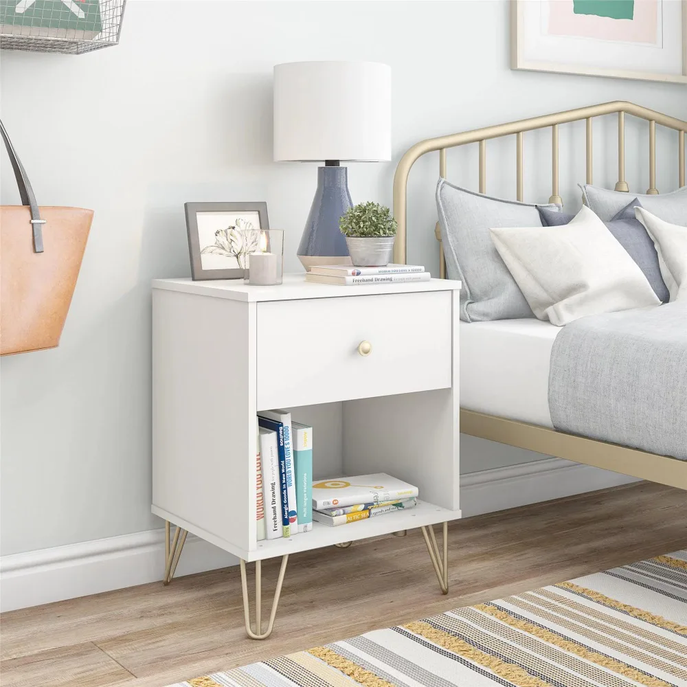 Novogratz Finley Nightstand White Furniture Bedroom Bedside Table
Novogratz Finley Nightstand White Furniture Bedroom Bedside Table