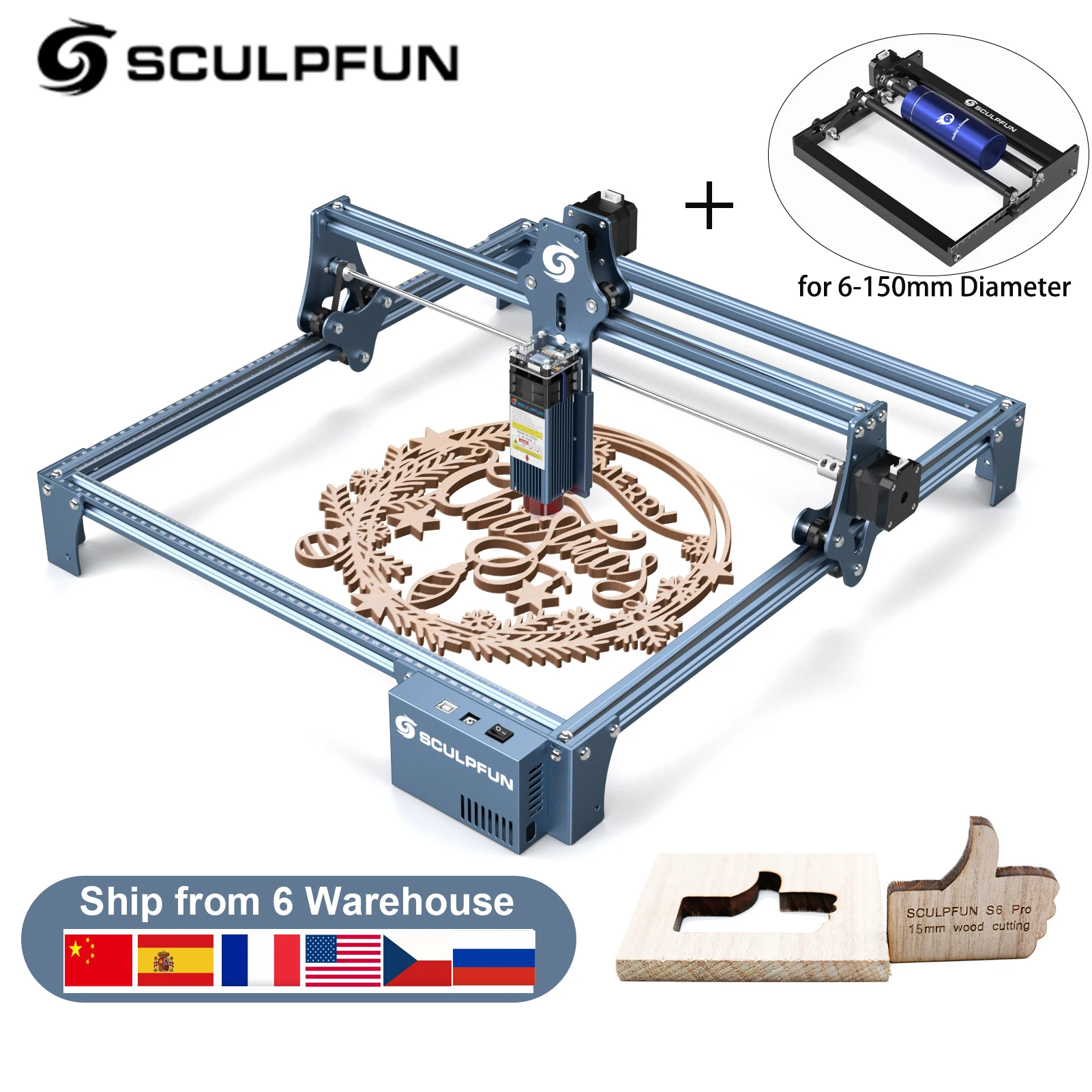 Лазерный гравировальный станок SCULPFUN S9 90 Вт ультратонкий лазерный луч технология