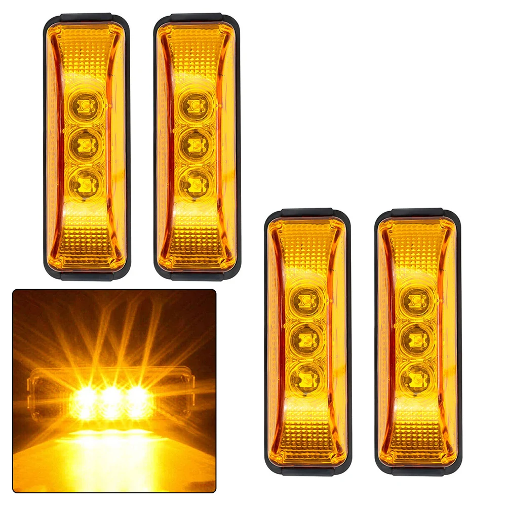 4x Yellow 3-LED Side Marker Lights RV Truck Trailer Clearance Light Waterproof Universal 5W 3000k Widely Application Car Lamps
4x Yellow 3-LED Side Marker Lights RV Truck Trailer Clearance Light Waterproof Universal 5W 3000k Widely Application Car Lamps
