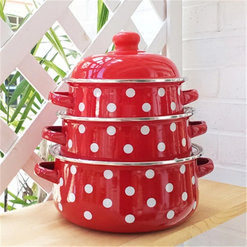 

Set Of 3 16/18/20cm Pots Enamel Soup Pot With Cover Stew Pot Soup Cooker Small Hotpot Kitchen Pots Cooking Pots Set