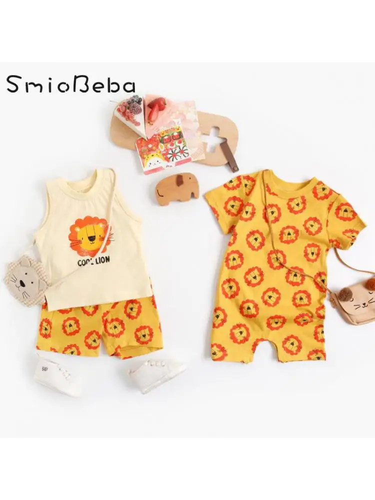 Baby Clothes Boys Girls Jumpsuits Short Sleeved Climbing Pure Cotton Korean Children's Summer Cartoon Vest Pants Two Pieces Sets
Baby Clothes Boys Girls Jumpsuits Short Sleeved Climbing Pure Cotton Korean Children's Summer Cartoon Vest Pants Two Pieces Sets