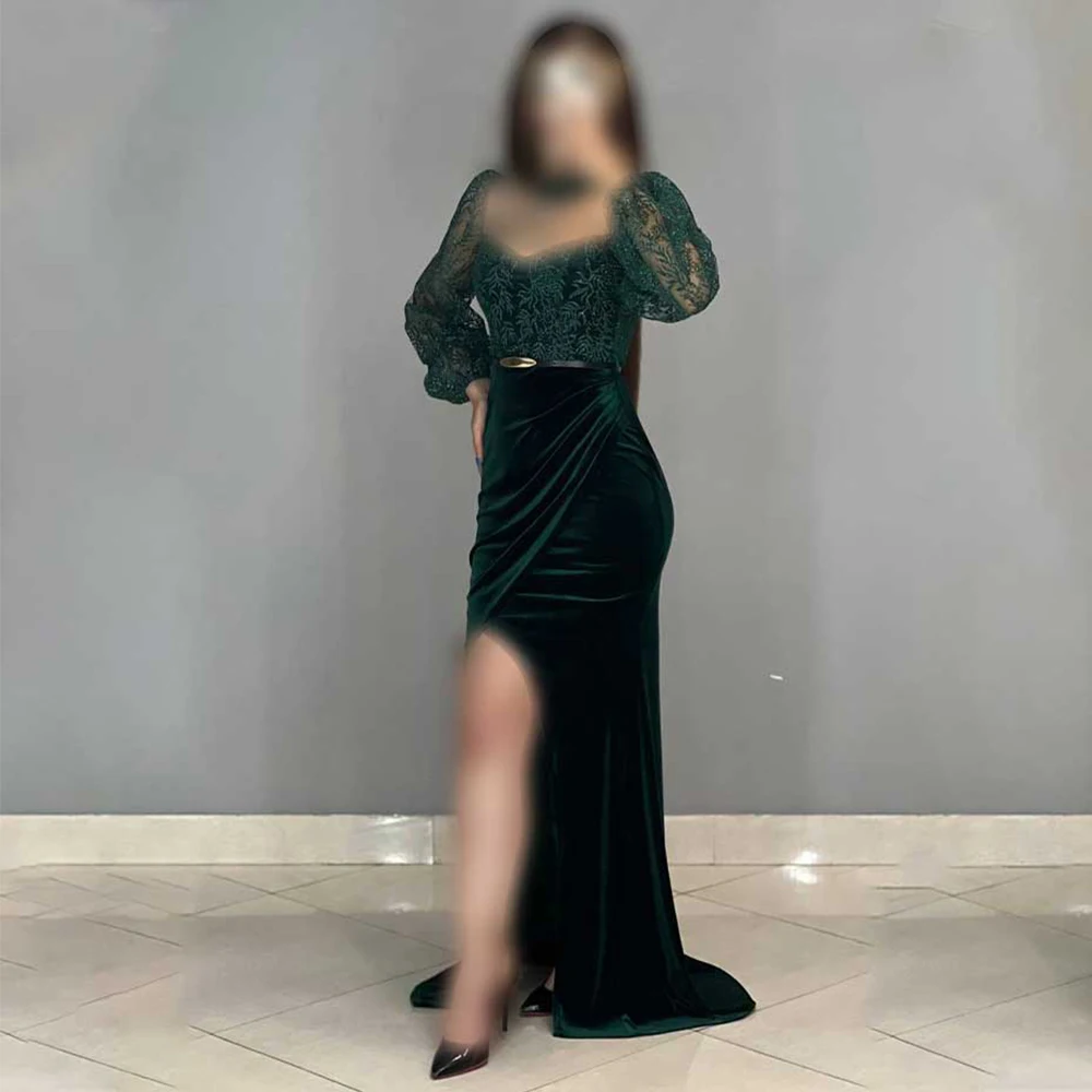 Modern Evening Dresses For Women Square Collar Puff Sleeves Prom Dress Velvet Mermaid Sweep Train Customized Robe De Soiree
Modern Evening Dresses For Women Square Collar Puff Sleeves Prom Dress Velvet Mermaid Sweep Train Customized Robe De Soiree