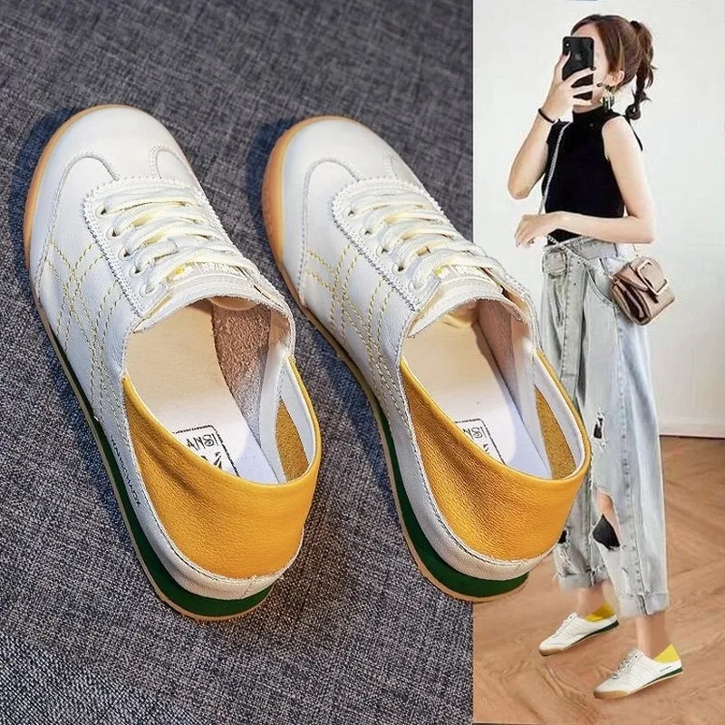 Luxury Brand Flats Shoes Woman Two Soft Leather Off White Shoes Fashion Sneakers Women's Shoes Soft Sole Designer Shoes Ladies
Luxury Brand Flats Shoes Woman Two Soft Leather Off White Shoes Fashion Sneakers Women's Shoes Soft Sole Designer Shoes Ladies