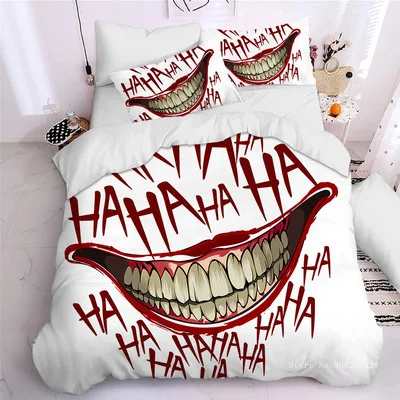 Bedding Set HAHA THE Joker 3D Printed Duvet Cover White Bedclothes Comforter Quilt Cover Queen King Size for Bedroom Bed Set 150
Bedding Set HAHA THE Joker 3D Printed Duvet Cover White Bedclothes Comforter Quilt Cover Queen King Size for Bedroom Bed Set 150