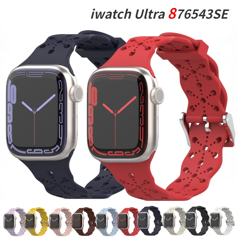 Lace Silicone Strap For Apple Watch Ultra 49mm 8 7 45mm 41mm Soft Breathable Bracelet Wristband iWatch 6 5 4 SE 3 44mm 42mm 40mm
Lace Silicone Strap For Apple Watch Ultra 49mm 8 7 45mm 41mm Soft Breathable Bracelet Wristband iWatch 6 5 4 SE 3 44mm 42mm 40mm