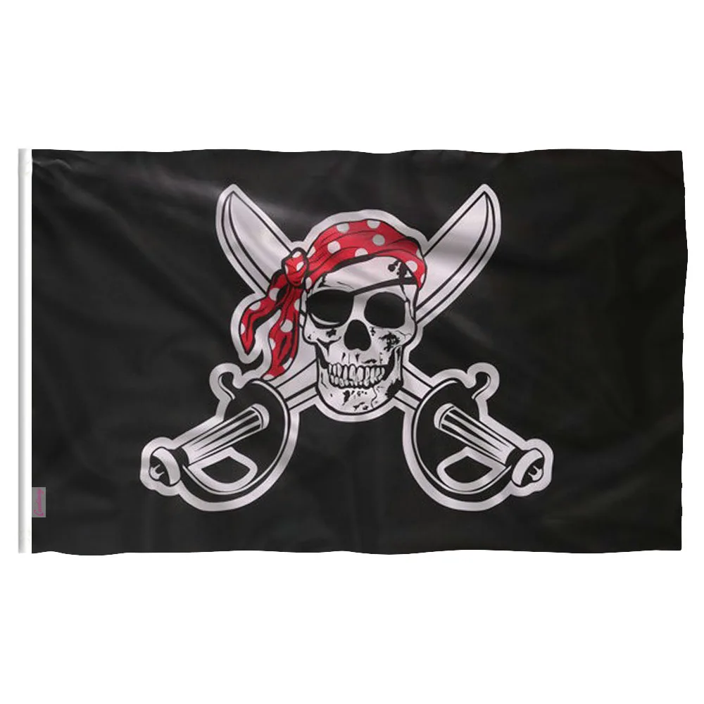 

Wave 90 x 150cm Huge Skull red scarf Jolly Roger Pirate Flags With Grommets Decoration bandeira skull bones pirate flag