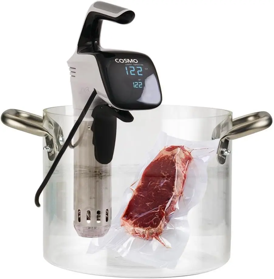 Vide Machine Kit, Immersion Circulator with Digital Controls and Timer 120V 850 Watts with Food Vacuum Bags and Hand
Vide Machine Kit, Immersion Circulator with Digital Controls and Timer 120V 850 Watts with Food Vacuum Bags and Hand