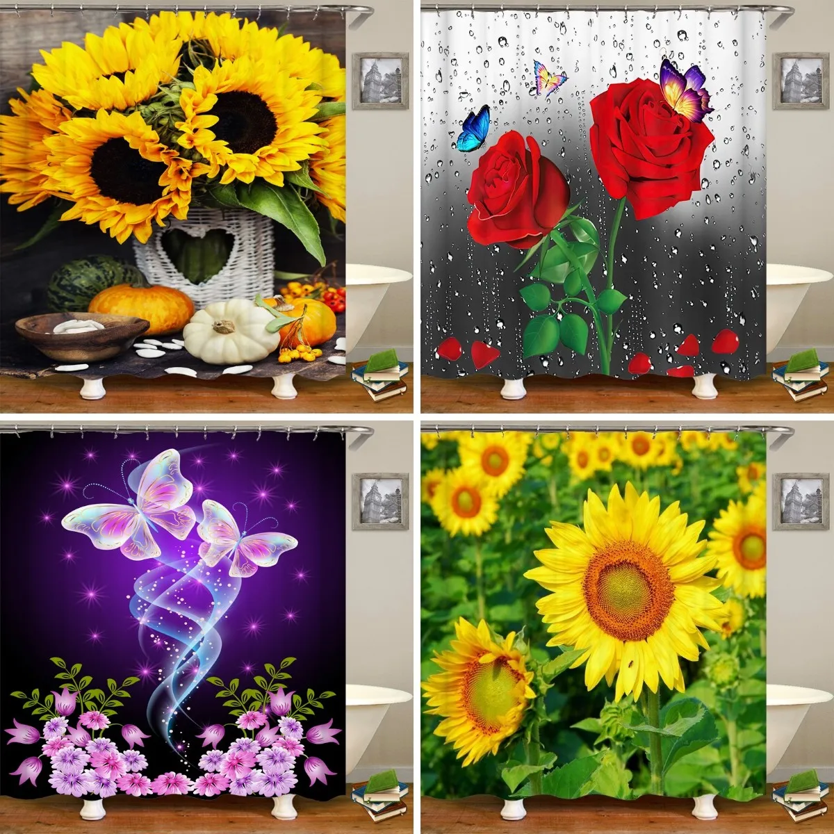 Modern Style Flower Durable Waterproof Shower Curtain for Bathroom Floral Bath Curtain Fabric 3D Shower Curtain
Modern Style Flower Durable Waterproof Shower Curtain for Bathroom Floral Bath Curtain Fabric 3D Shower Curtain
