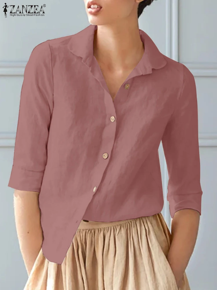 ZANZEA Fashion Oversized Shirts Women Autumn Solid Color Blouse 3/4 Sleeve Laple Button Down Front Tops Causal Cotton Tunic Top
ZANZEA Fashion Oversized Shirts Women Autumn Solid Color Blouse 3/4 Sleeve Laple Button Down Front Tops Causal Cotton Tunic Top